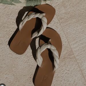 NEW flattered blanche creme leather sandal bubble braid coastal vibe size 38